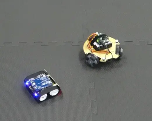 Experiment on cooperative control of two robots